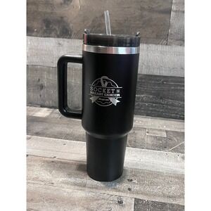 Snap-on Socket to Breast Cancer Matte Black 40oz Insulated Tumbler Mug w/ Handle